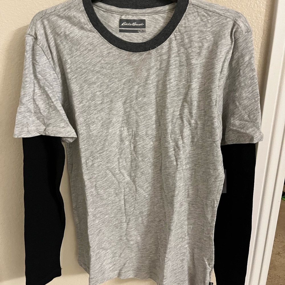 Eddie Bauer Gray and Black Long Sleeve Tee